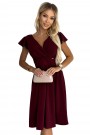  425-4 MATILDE Dress with a neckline and short sleeves - Burgundy color 