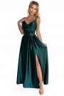  299-9 CHIARA elegant satin maxi dress with straps - green 
