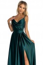  299-9 CHIARA elegant satin maxi dress with straps - green 