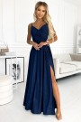  299-9 CHIARA elegant maxi dress with straps - dark blue with glitter 