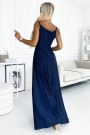  299-9 CHIARA elegant maxi dress with straps - dark blue with glitter 