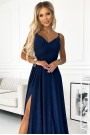  299-9 CHIARA elegant maxi dress with straps - dark blue with glitter 