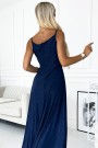  299-9 CHIARA elegant maxi dress with straps - dark blue with glitter 