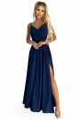  299-9 CHIARA elegant maxi dress with straps - dark blue with glitter 