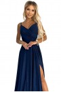  299-9 CHIARA elegant maxi dress with straps - dark blue with glitter 