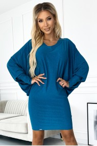  402-3 Bat dress with a neckline - sea color with glitter 