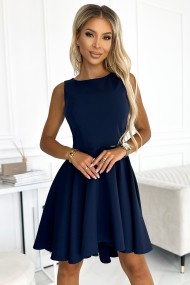  397-2 Elegant dress with a longer back - navy blue 
