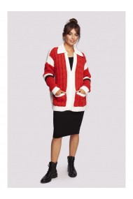 BK094 Colourblock Кардиган на молнии с воротником - модель 1