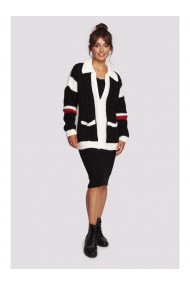 BK094 Colourblock Кардиган на молнии с воротником - модель 2