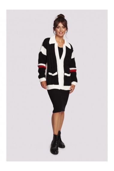 BK094 Colourblock Кардиган на молнии с воротником - модель 2