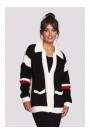 BK094 Colourblock Кардиган на молнии с воротником - модель 2