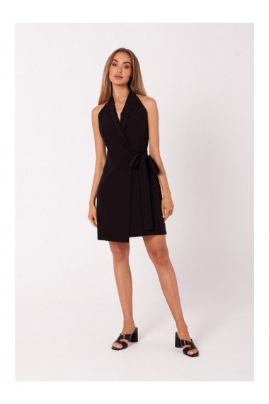 M747 Платье-блейзер с деталью в виде галстука - черный