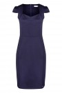  318-5 Elegant midi dress with a nice neckline - navy blue 