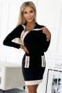  497-1 Two-color dress with three zippers - black and beige 