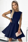  442-3 Flared dress with small sleeves - navy blue 
