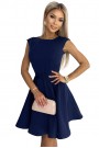  442-3 Flared dress with small sleeves - navy blue 