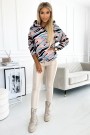  390-4 Kangaroo hoodie - beige, black and blue waves 