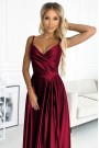  299-13 CHIARA elegant satin maxi dress with straps - Burgundy color 