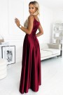  299-13 CHIARA elegant satin maxi dress with straps - Burgundy color 