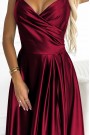  299-13 CHIARA elegant satin maxi dress with straps - Burgundy color 
