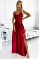  299-14 CHIARA elegant satin maxi dress with straps - red color 