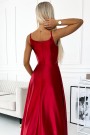  299-14 CHIARA elegant satin maxi dress with straps - red color 