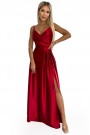  299-14 CHIARA elegant satin maxi dress with straps - red color 