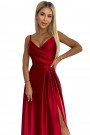  299-14 CHIARA elegant satin maxi dress with straps - red color 