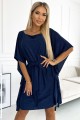  287-24 SOFIA Butterfly dress with a binding at the waist - navy blue with glitter 