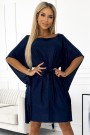  287-24 SOFIA Butterfly dress with a binding at the waist - navy blue with glitter 