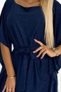  287-24 SOFIA Butterfly dress with a binding at the waist - navy blue with glitter 