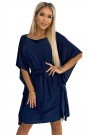  287-24 SOFIA Butterfly dress with a binding at the waist - navy blue with glitter 
