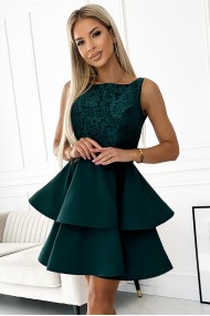  205-4 LAURA flared dress with lace - green 