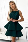  205-4 LAURA flared dress with lace - green 
