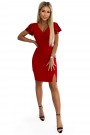  479-3 NINA dress with an envelope neckline, sleeve and belt - red 