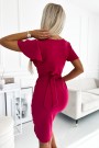  479-4 NINA dress with envelope neckline, sleeves and belt - fuchsia 