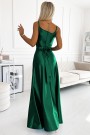 512-1 JULIET elegant long satin dress with a neckline - green 