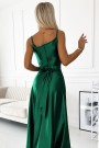  512-1 JULIET elegant long satin dress with a neckline - green 