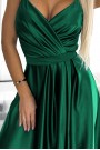  512-1 JULIET elegant long satin dress with a neckline - green 