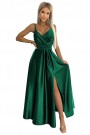  512-1 JULIET elegant long satin dress with a neckline - green 