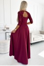  309-9 AMBER elegant long maxi dress with lace neckline - burgundy 