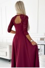  309-9 AMBER elegant long maxi dress with lace neckline - burgundy 