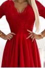  210-16 NICOLLE - dress with lace neckline and longer back - red 