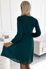  313-14 ISABELLE Pleated chiffon dress with a neckline - green 
