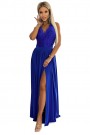  211-7 LEA long dress with lace neckline - royal blue 