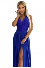  211-7 LEA long dress with lace neckline - royal blue 