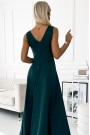  246-5 CINDY long elegant dress with a neckline - green 