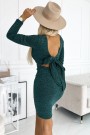  518-1 Comfortable sweater dress with a bow on the back - green 