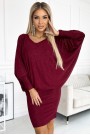  402-4 Bat dress with a neckline - burgundy color with glitter 