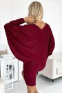  402-4 Bat dress with a neckline - burgundy color with glitter 